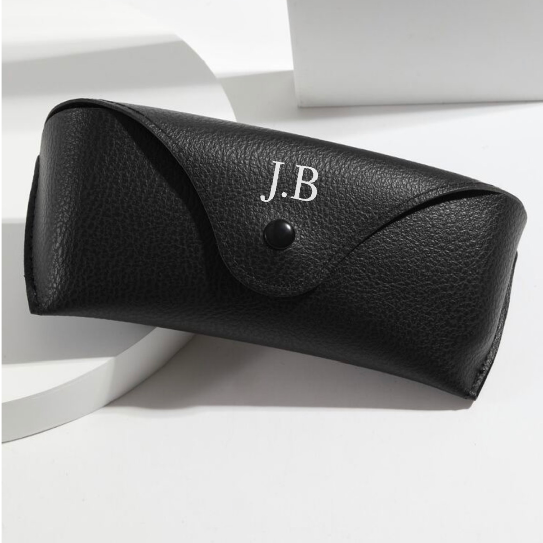 Personalised Button faux leather glasses/sunglasses case