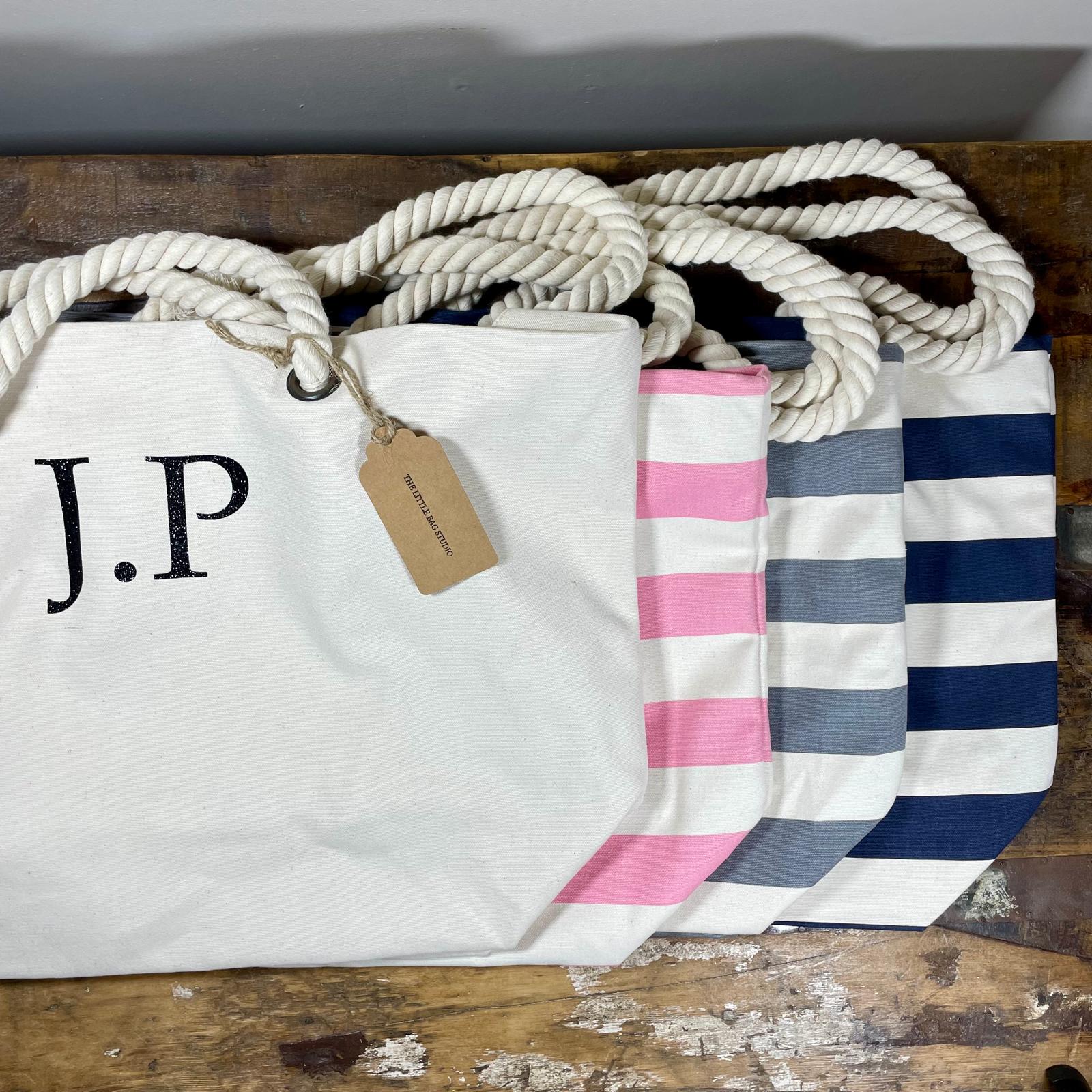 Personalised Large Rope Beach Bag