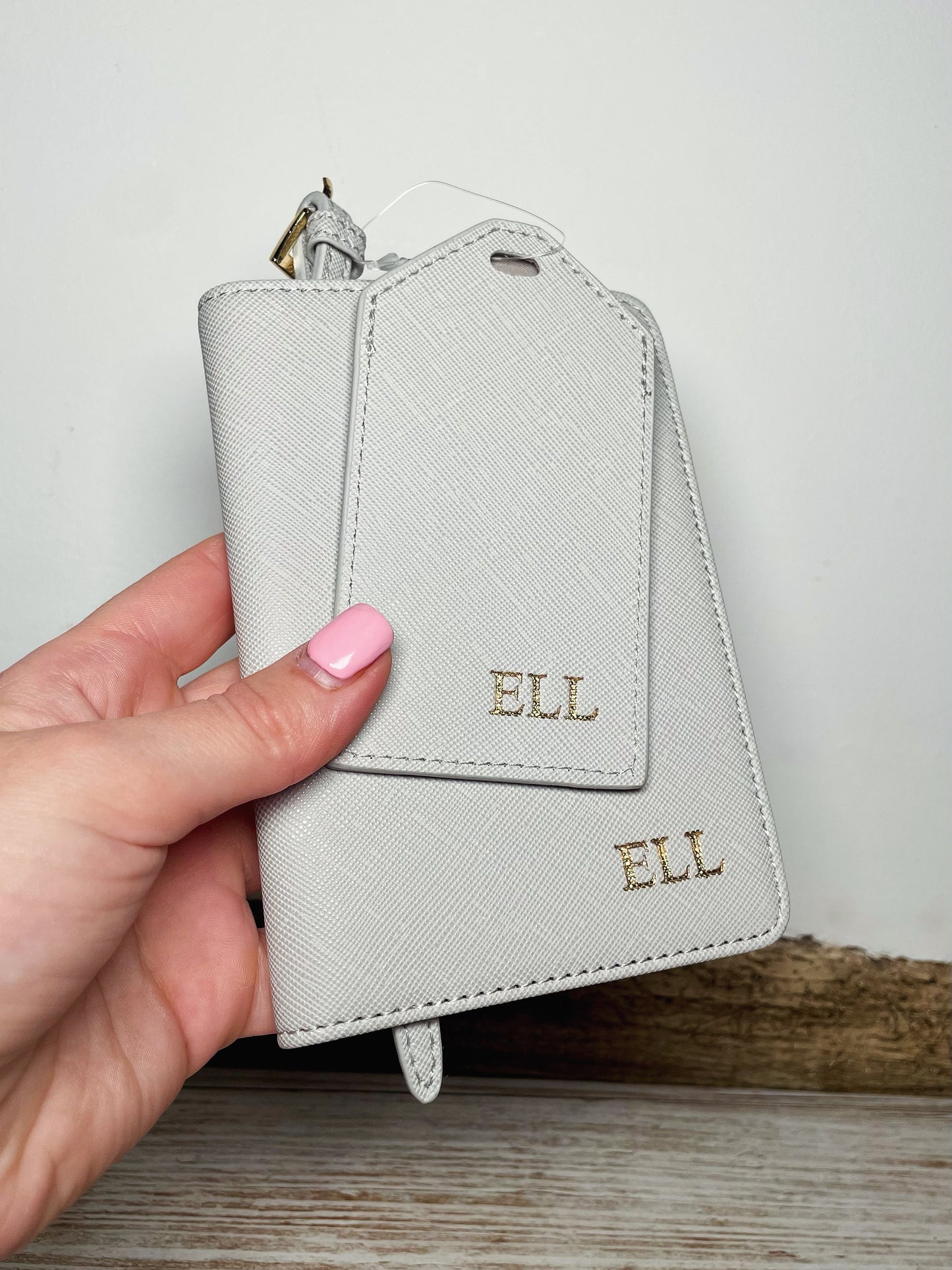 Personalised Embossed Passport cover and luggage tag set