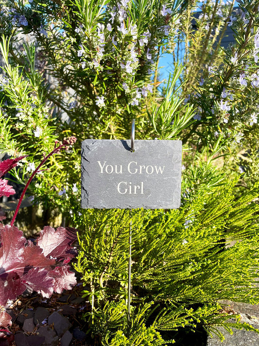"You Grow Girl" Plant tag and stake
