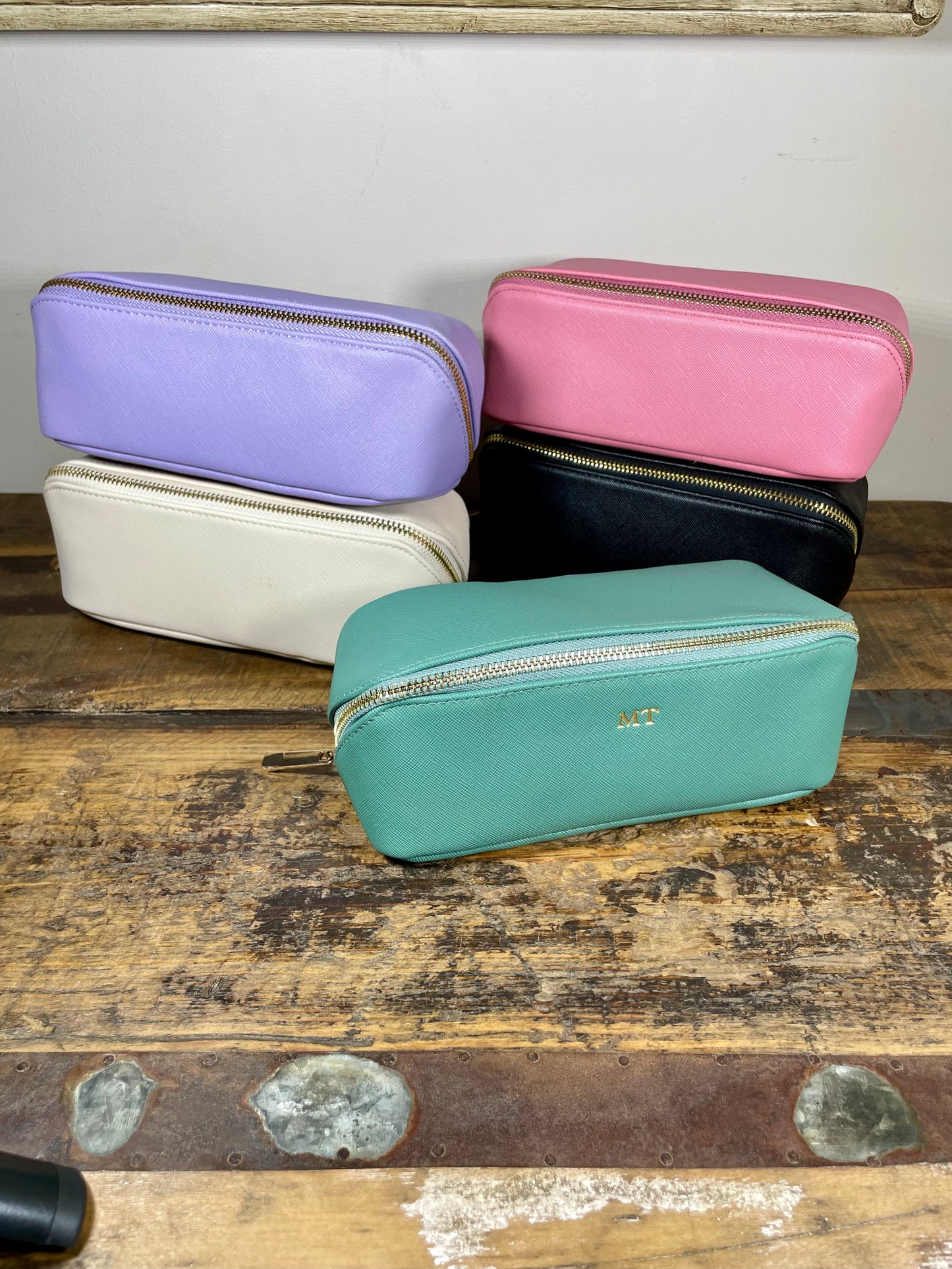 Personalised Embossed Open Flat Mini Make-up Bag