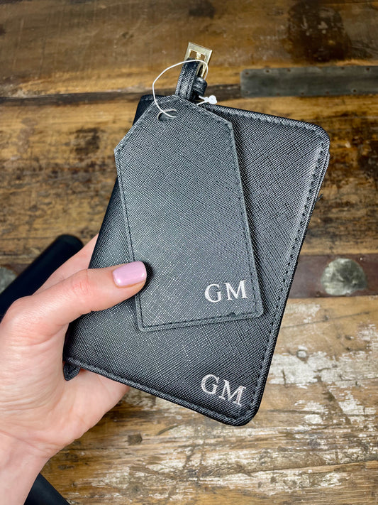 Personalised Embossed Passport cover and luggage tag set
