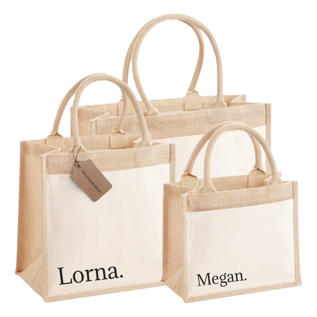 Personalised Jute cotton pocket bag