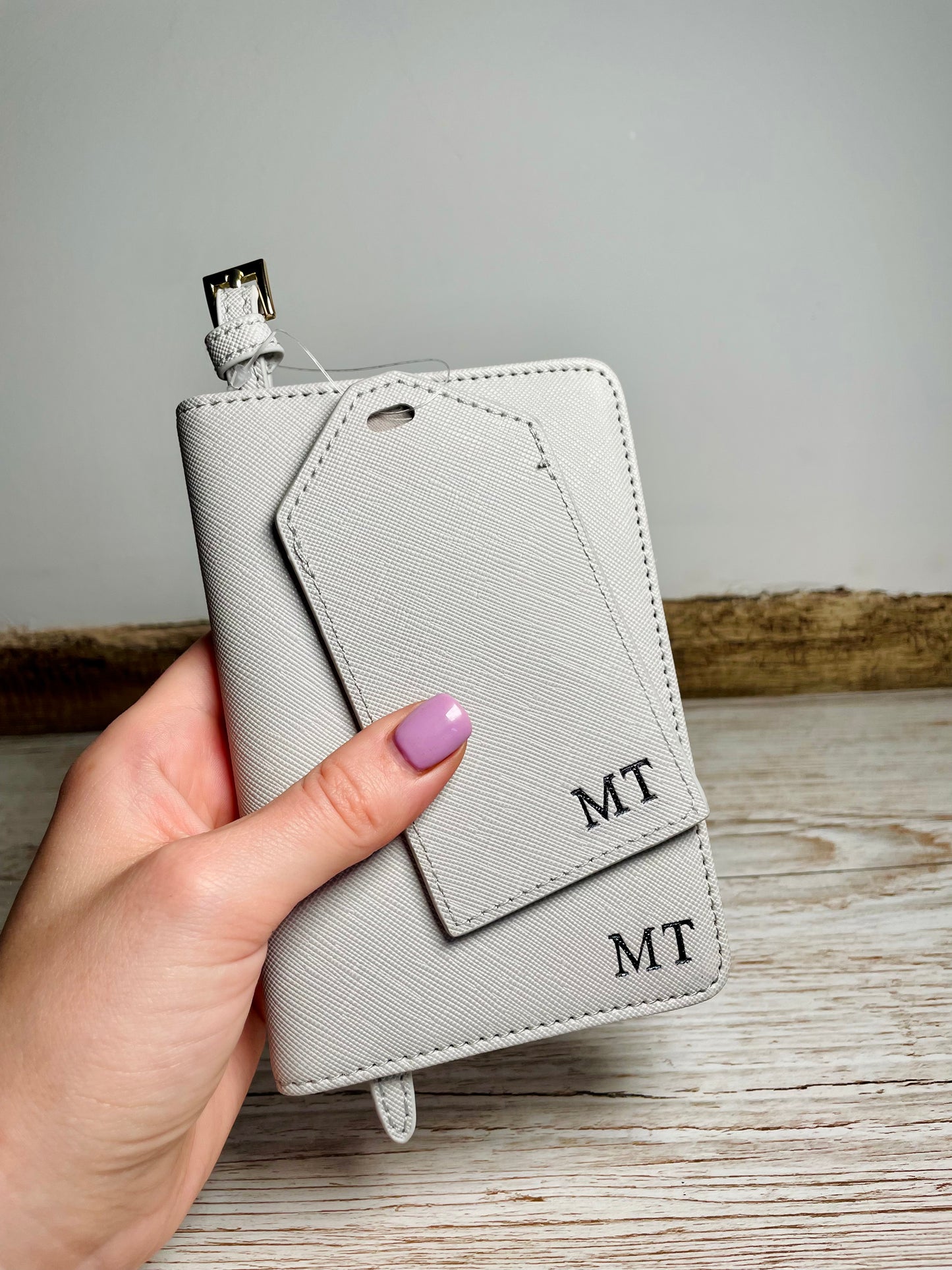 Personalised Embossed Passport cover and luggage tag set