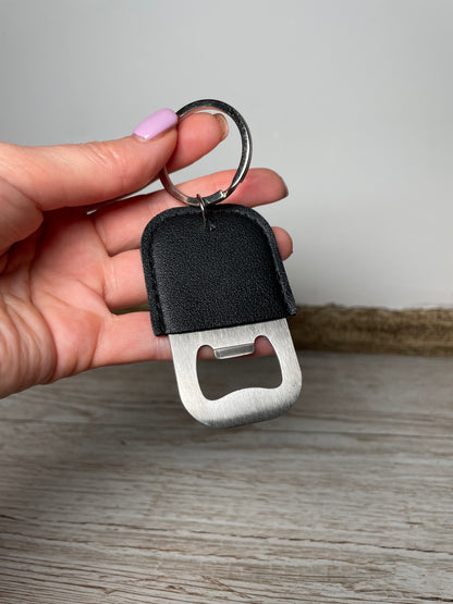 Personalised Embossed PU leather bottle opener keyring