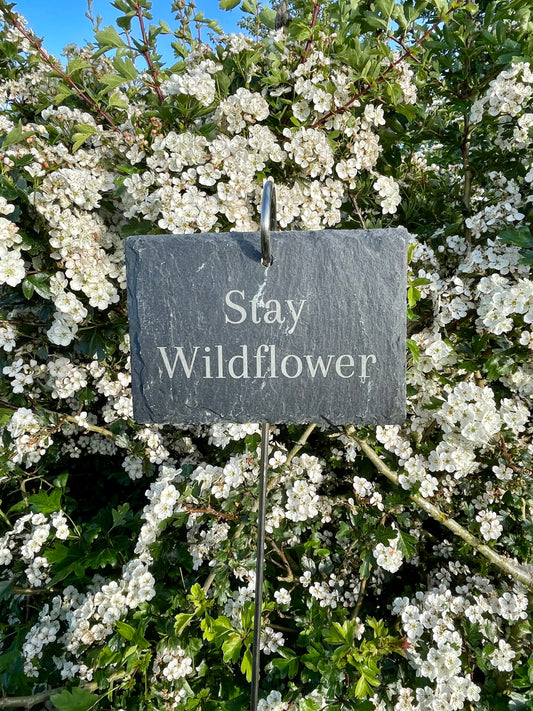 "Stay Wildflower" Plant tag and stake